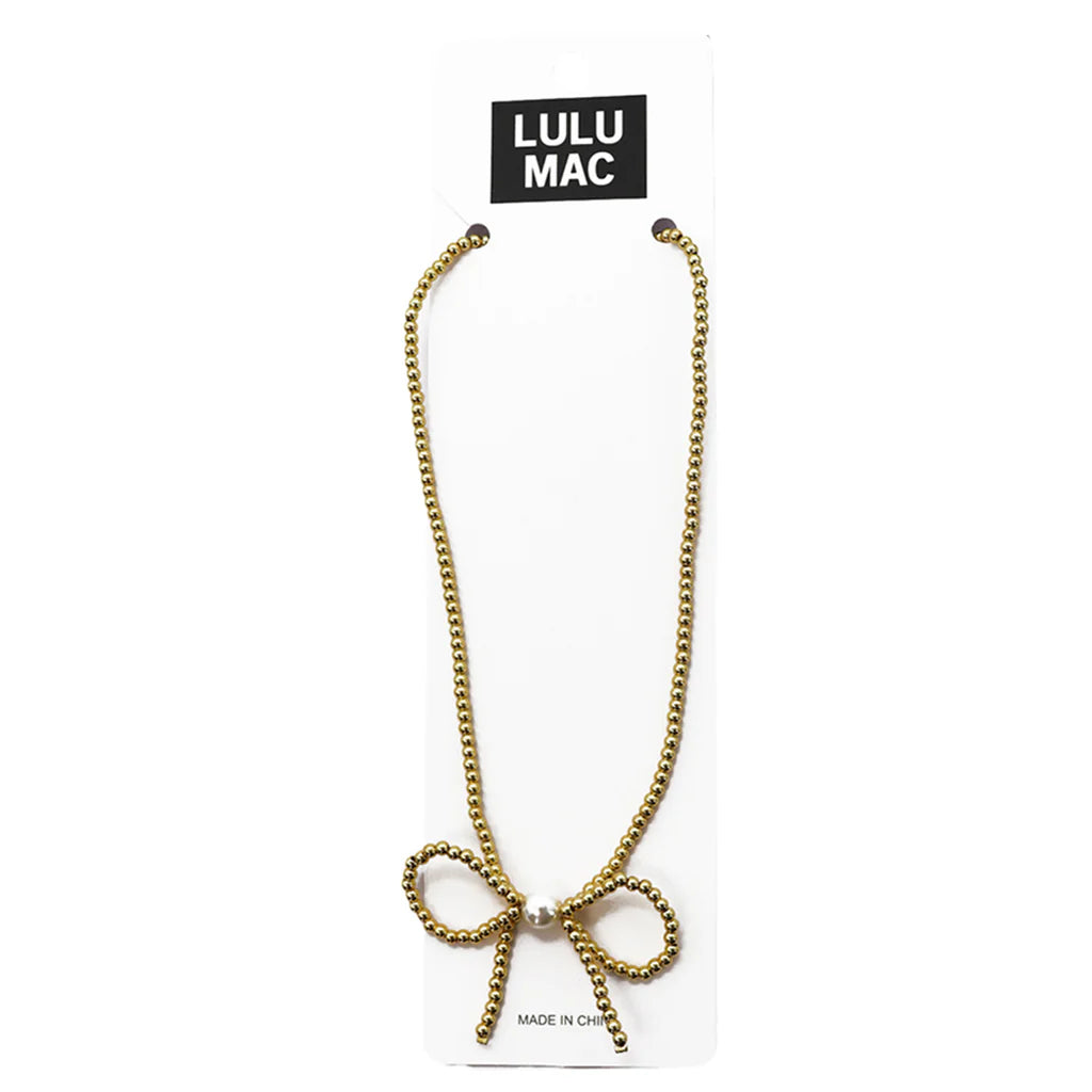 Lulu Mac Bow Necklace Gold