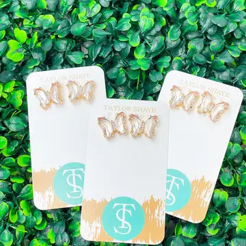 Taylor Shaye Crystal Butterfly Studs Clear