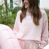 Lulu Mac Terrycloth Mock Neck Sweatshirt Light Pink
