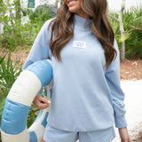 Lulu Mac Terrycloth Mock Neck Sweatshirt Light Blue