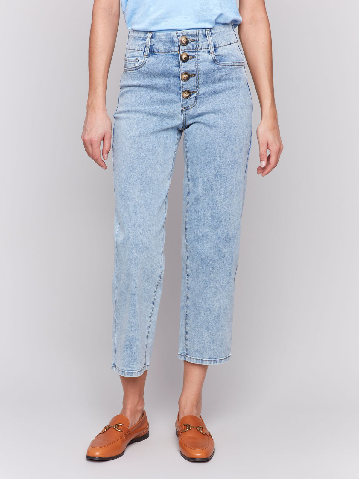 Charlie B Button Fly Pant Light Blue