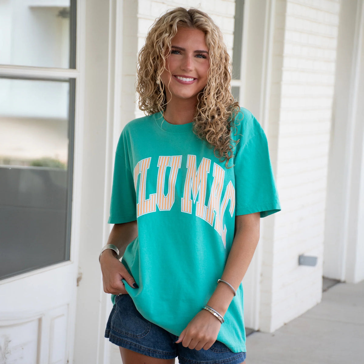 Lulu Mac Stripe Tee Island Green