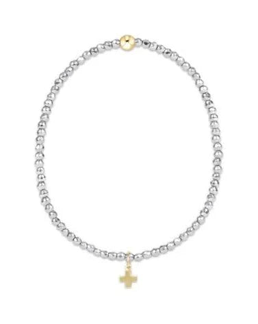 E Newton Bright Silver Faceted Hematite 2mm Signature Cross