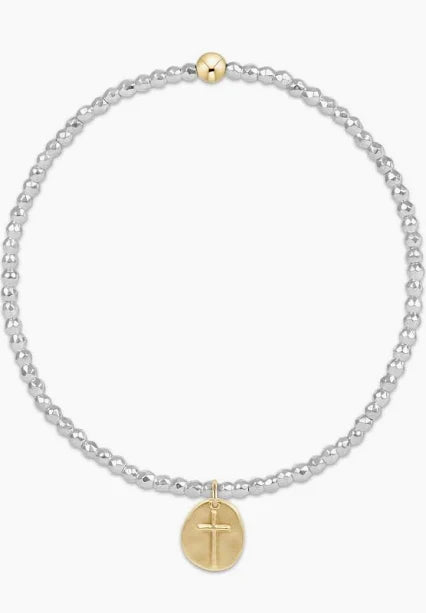 E Newton Bright Silver Hematite 2mm Inspire Small Gold Charm Bracelet