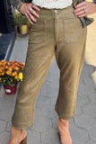 APNY Vegan Leather Wide Leg Pant Olive