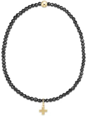 E Newton Faceted Hematite 2mm Sincerity Cross Charm Bracelet