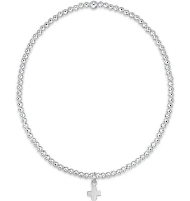 E Newton Classic Sterling 2mm Signature Cross Small Sterling Charm