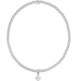 E Newton Classic Sterling 2mm Signature Cross Small Sterling Charm