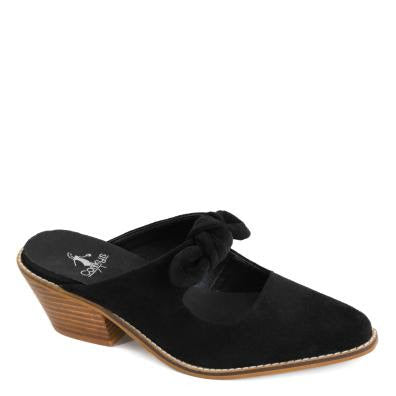 Corkys Oh Bow She Didn't Black Faux Suede