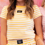 Lulu Mac Yellow Stripe SS Top