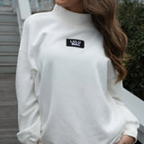 Lulu Mac Terrycloth Mock Neck Sweatshirt White