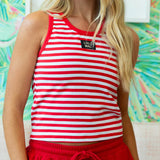 Lulu Mac Stripe Tank Red
