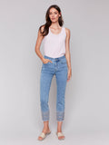 Charlie B Embroidery Cuff Pant Pale Blue