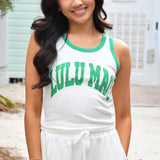 Lulu Mac Tank White w Green