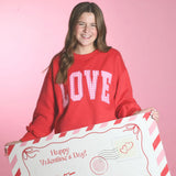 Lulu Mac LOVE Red Sweatshirt w Pink Gingham