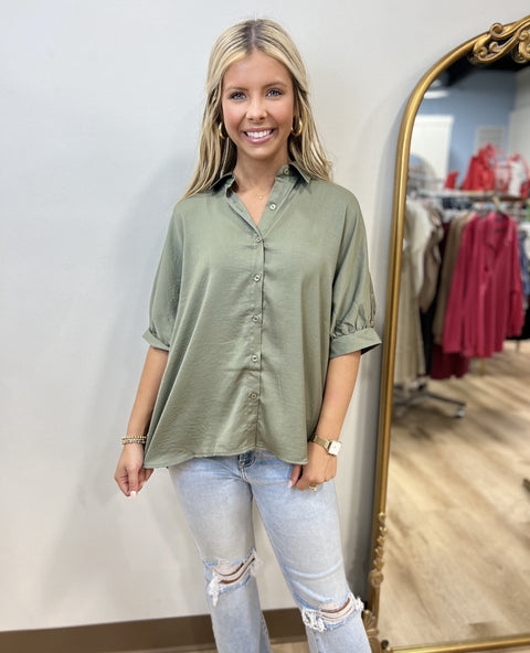 Capella Puffy Half Sleeve Top Olive