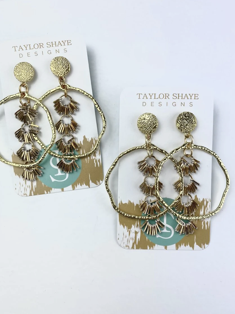 Taylor Shaye Designs chain tassel hoops earrings