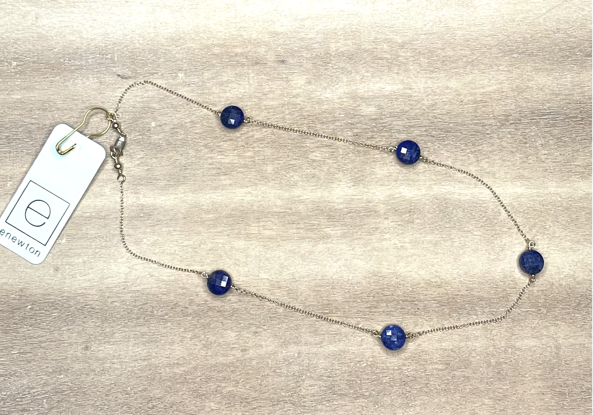 E Newton 15" Choker Admire Simplicity Chain Gold - Lapis