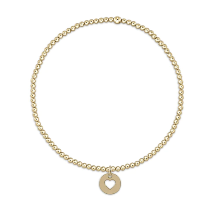 E Newton Class Gold 2mm Bead Bracelet Love Small Gold Disc