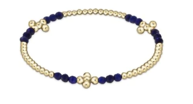E Newton Signature Cross Bliss Pattern 2.5 Bead Bracelet Lapis