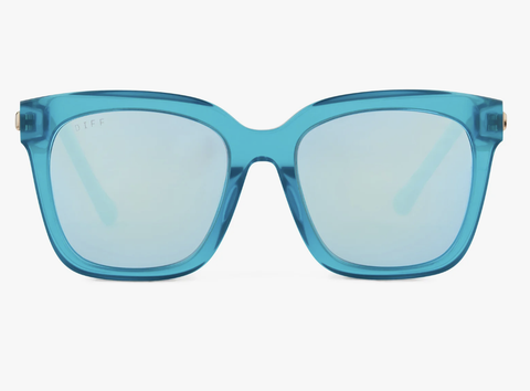 Diff Sunglasses Bella Turquoise Ice Crystal & Teal Mirror