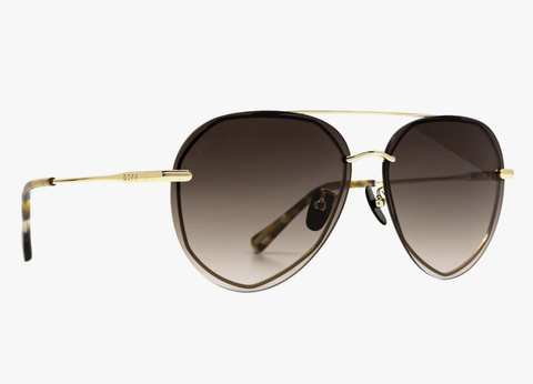 Diff Lenox Gold Sea Tortoise Tips Brown Gradient Sunglasses