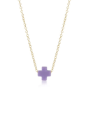 E Newton 16" Necklace Gold Signature Cross Purple