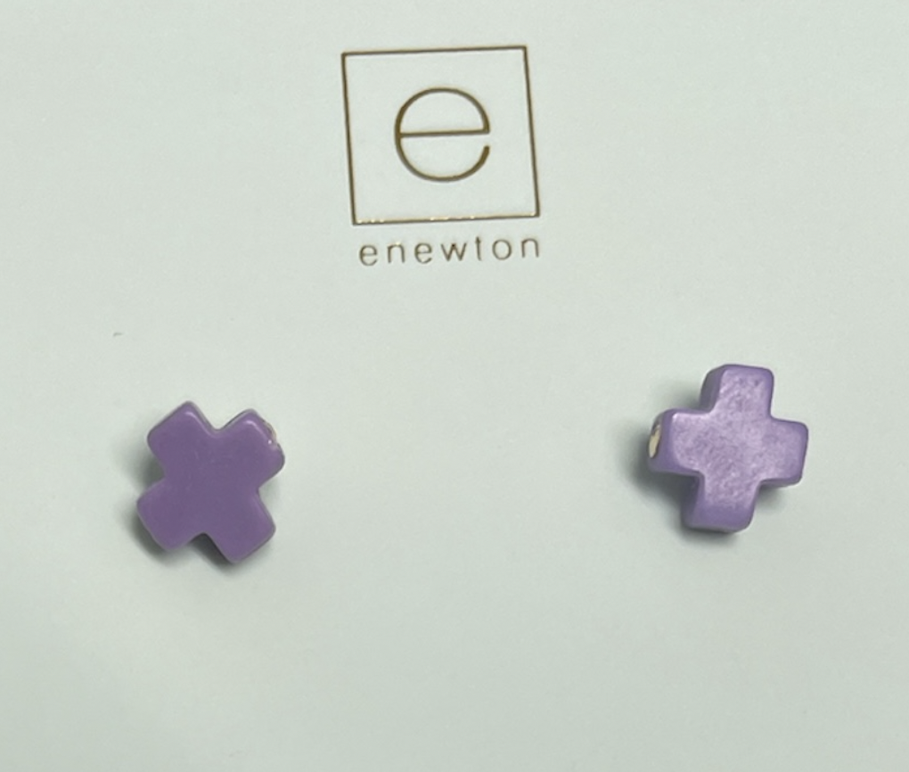 E Newton Signature Cross Stud Purple