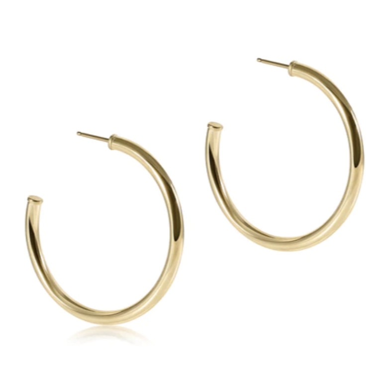 E Newton Round Gold 1.5" Post Hoop 3mm Smooth