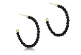 E Newton Beaded Gemstone 1.25" Post Hoop 3mm Matte Onyx