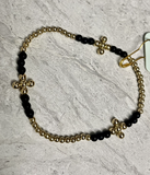 E Newton Signature Cross Bliss Pattern 2.5 Bead Bracelet Matte Onyx