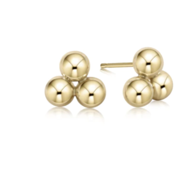 E Newton Classic Cluster Stud 6mm Gold