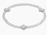 E Newton Signature Cross Sterling Pattern 3mm Bead Bracelet
