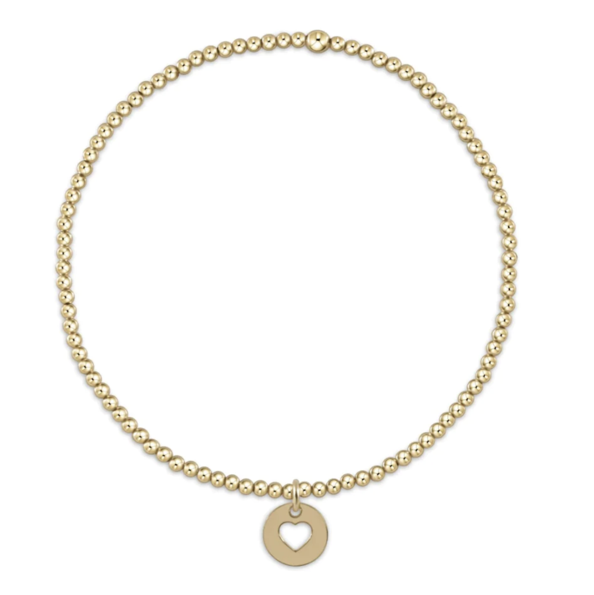 E Newton Classic Gold 2mm Bead Bracelet Love Small Gold Disc