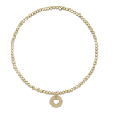 E Newton Classic Gold 2mm Bead Bracelet Love Small Gold Disc