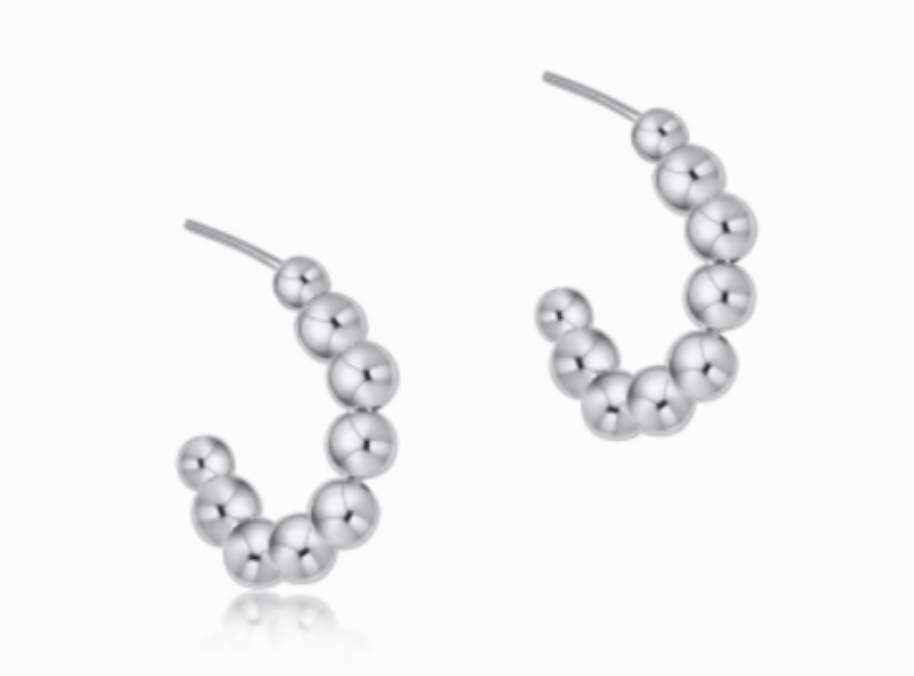 E Newton Beaded Classic 1" Post Hoop 4mm Bead Sterling