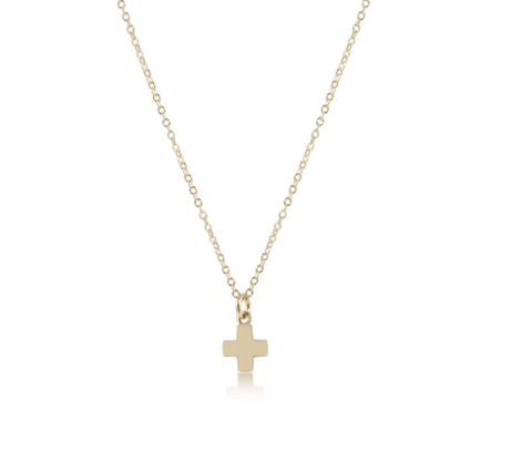 E Newton 16" Necklace Gold Signature Cross Small Gold Charm