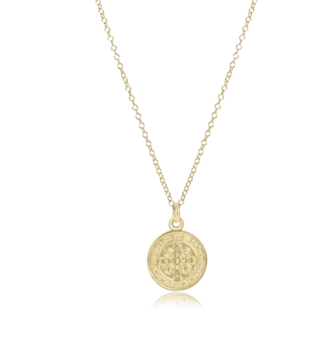 E Newton 16" Necklace Gold Blessing Gold Disc