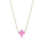 E Newton 16" Necklace Gold Signature Cross Bright Pink