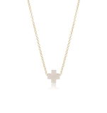 E Newton 16" Necklace Gold Signature Cross Off White