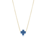 E Newton 16" Necklace Gold Signature Cross Cobalt