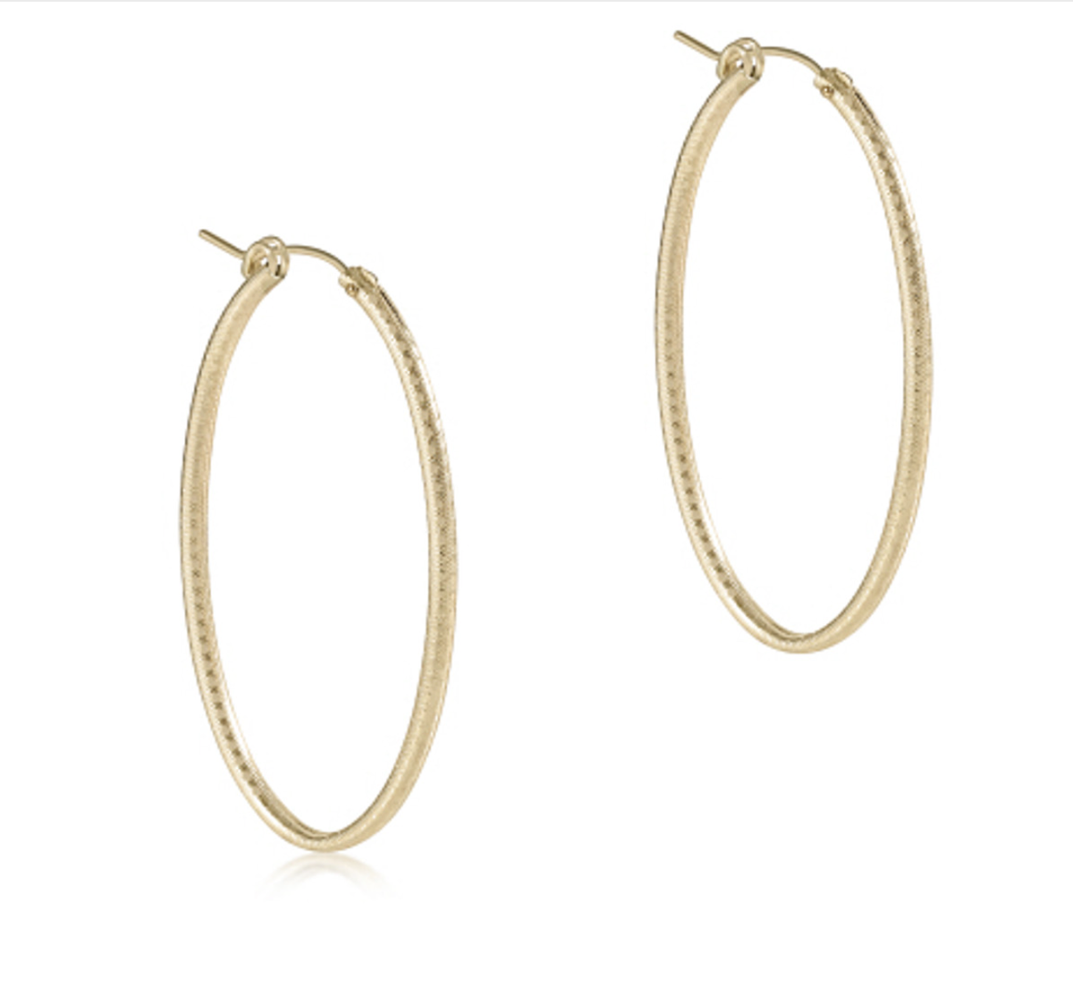 E Newton Oval Gold 2" Hoop Textured