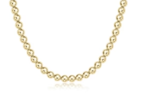 E Newton 15" Choker Classic Gold 6mm Bead Necklace