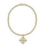 E Newton Extends Classic Gold 2.5mm Bead Bracelet - Classic Beaded Signature Cross Encompass Gold Charm