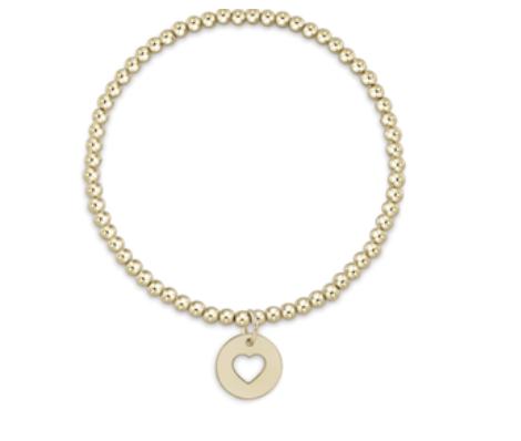 E Newton Extends Classic Gold 3mm Bead Bracelet Love Gold Disc