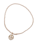 E Newton Extends Classic Gold 2mm Bead Bracelet Beaded Signature Cross Halo Charm