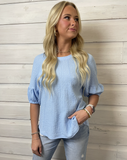 Ocean Springs Textured SS Top Blue