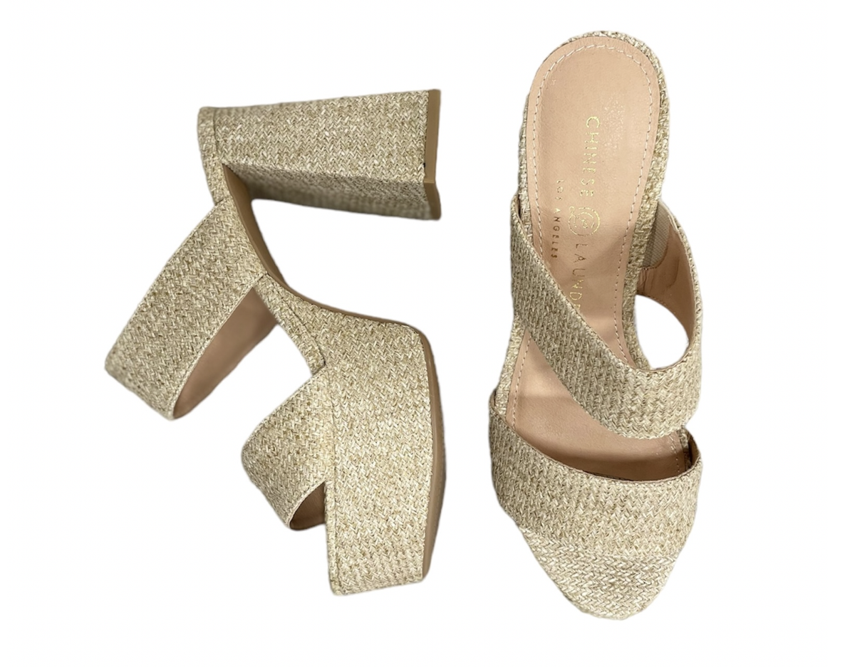 Chinese Laundry Nice Raffia Platform Heel Natural