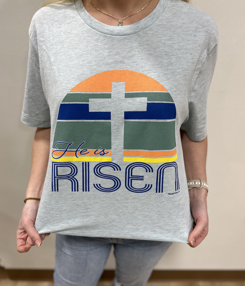 He Is Risen Graphic Tee Ice Blue