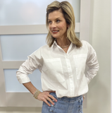 Charlie B Long Sleeve Shirt w Chest Pockets White